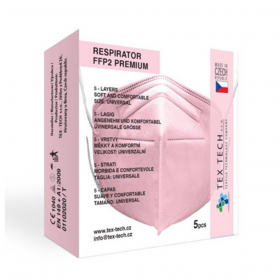 Ružové CZ respirátory FFP2 Premium NR - 5ks
